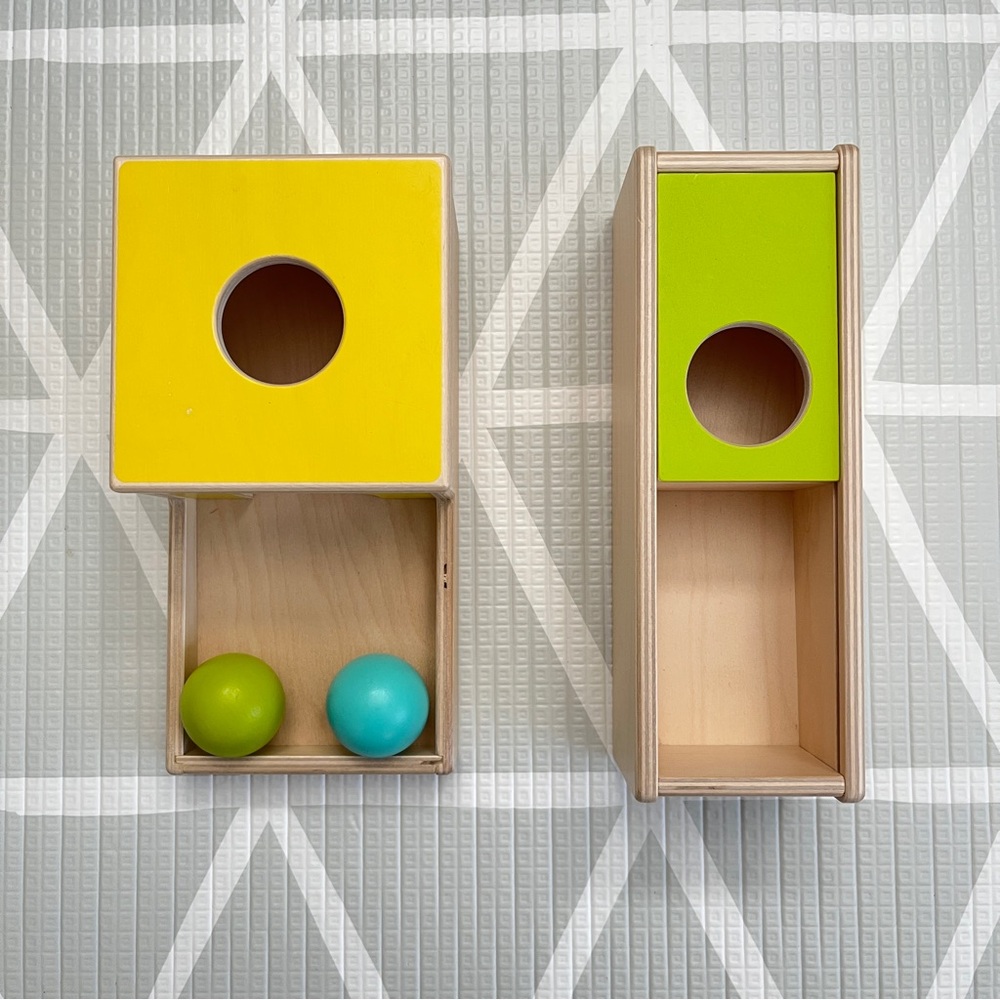 Lovevery Ball Drop Box, Wooden Ball Set and Sliding Top Box